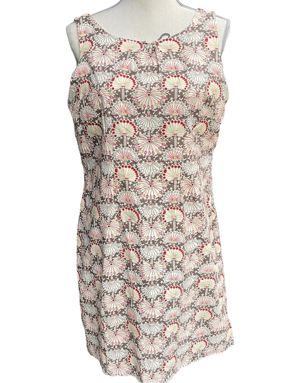 Lord & Taylor x Liberty of London Taupe/Ivory Sleeveless Sheath Dress (10)